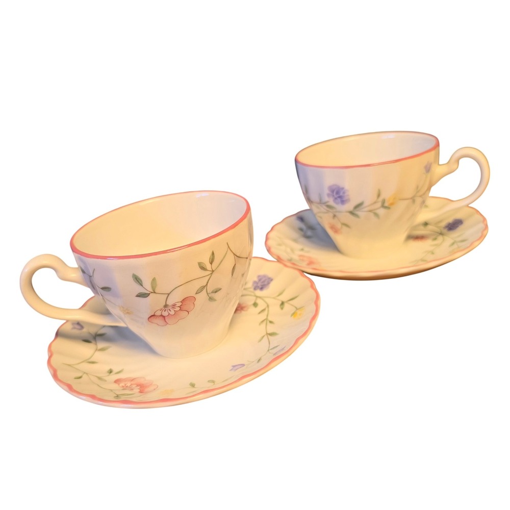 Johnson Brothers Summer Chintz Set of 2 Tea Cups and 2 Saucers Made in England